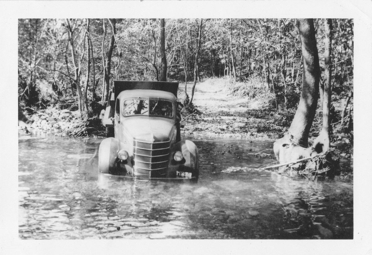 Driving through high water at CPS Camp 4